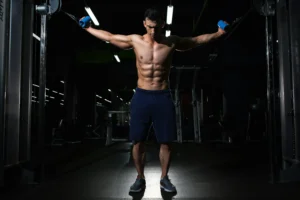 Photo of a man with a six-pack training