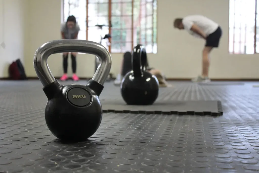 Photo of a kettlebell in a training gym