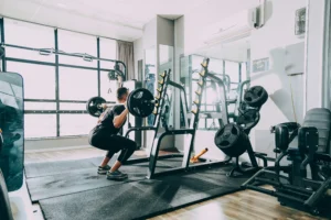 Photo of a man training alone