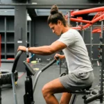 エアロバイクで運動する女性